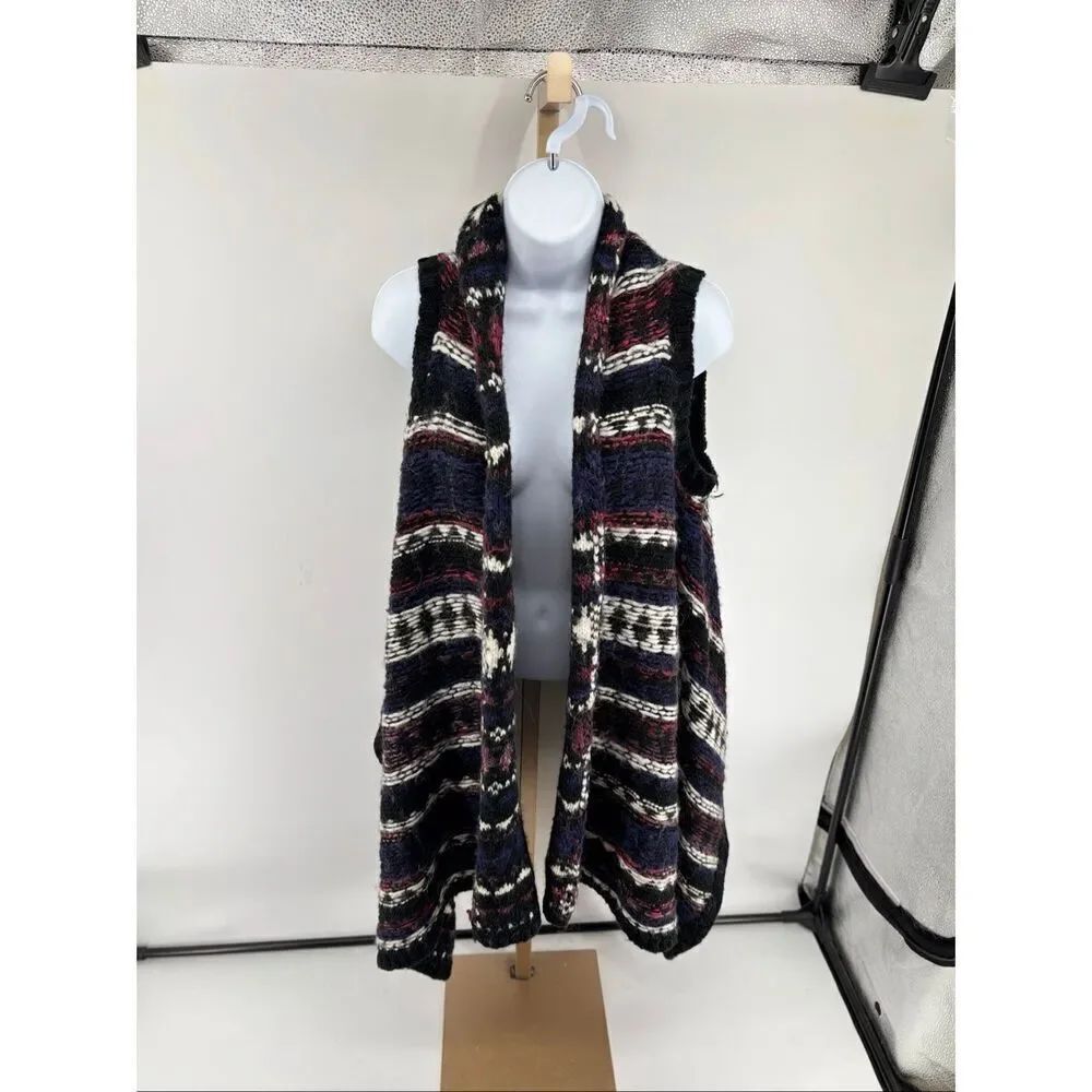 LOFT Alpaca Wool Cardigan Sweater Vest Poncho Blanket Open Front Chunky XS/S